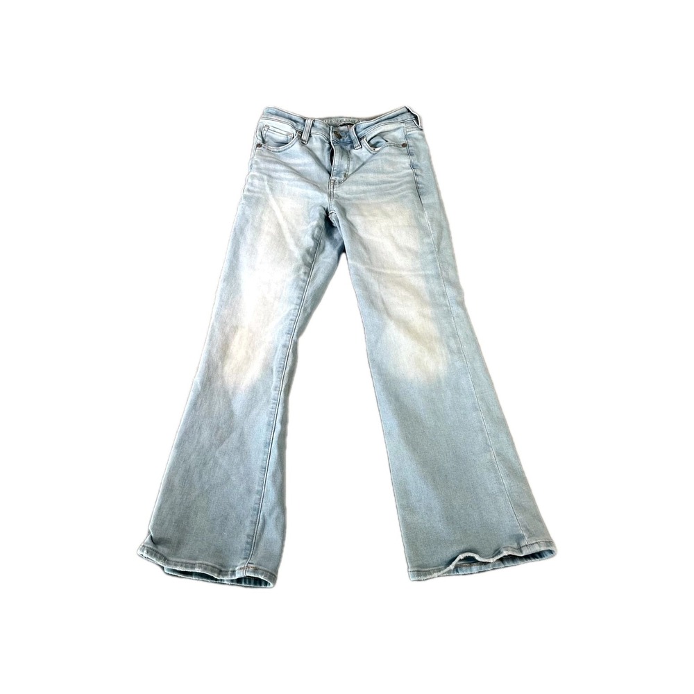 American Eagle Outfitters Bootcut Jeans Women 28 Blue Light Wash Whiskers Detail